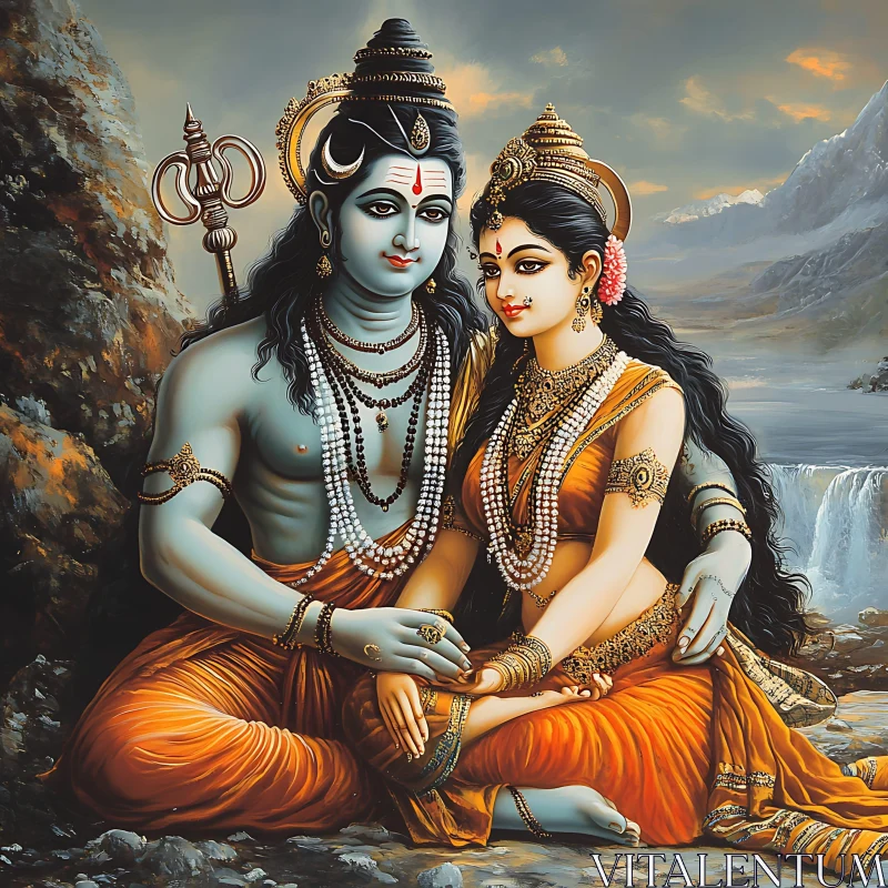 Hindu Gods: Serene Divinity and Tradition AI Image