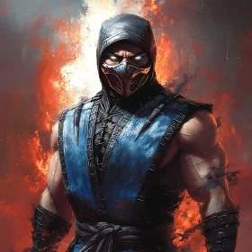 Masked Fighter with Intense Gaze