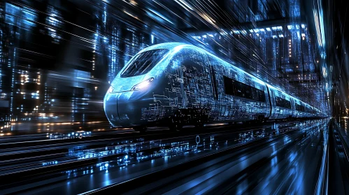 High-Speed Train in Tech Tunnel