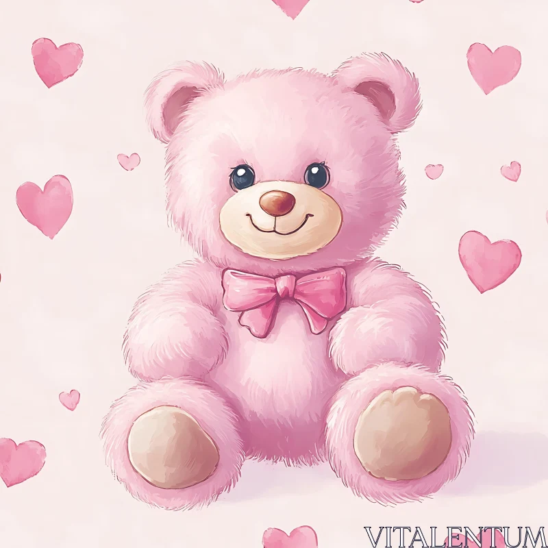 Watercolor Teddy Bear Art AI Image