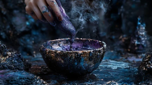 Dark Glitter Pouring into Bowl