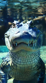 Submerged Crocodile Close-Up
