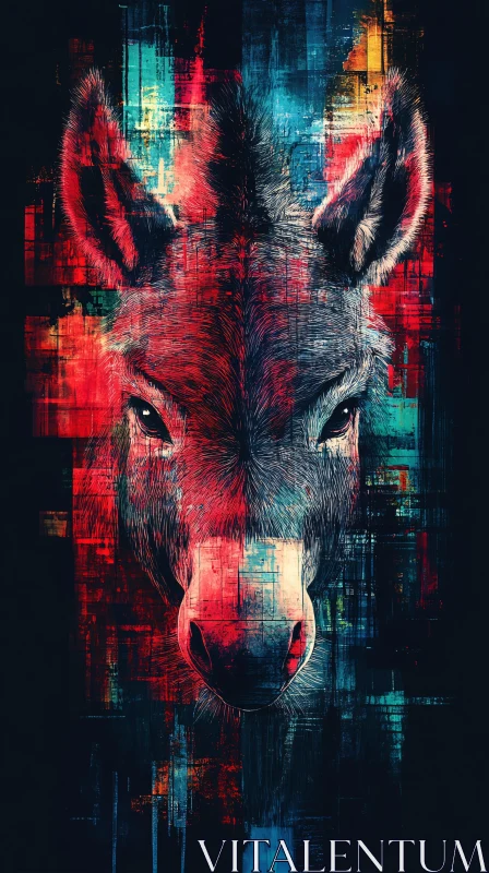 Colorful Abstract Donkey Portrait AI Image