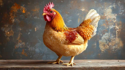 Graceful Chicken on Rustic Background