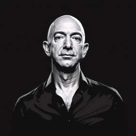 Jeff Bezos Intense Monochrome Portrait