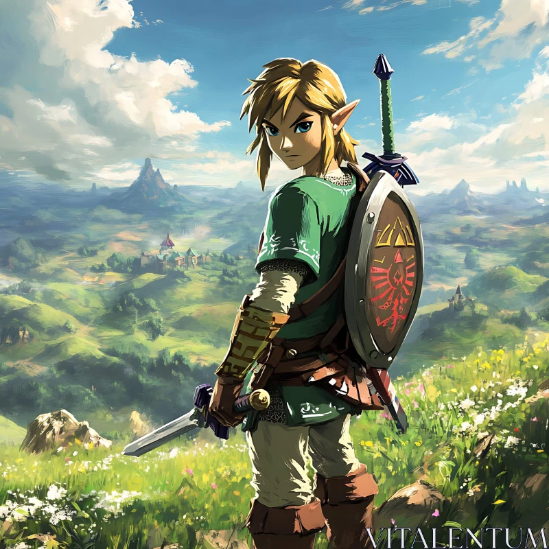 Link in Grassy Field AI Image