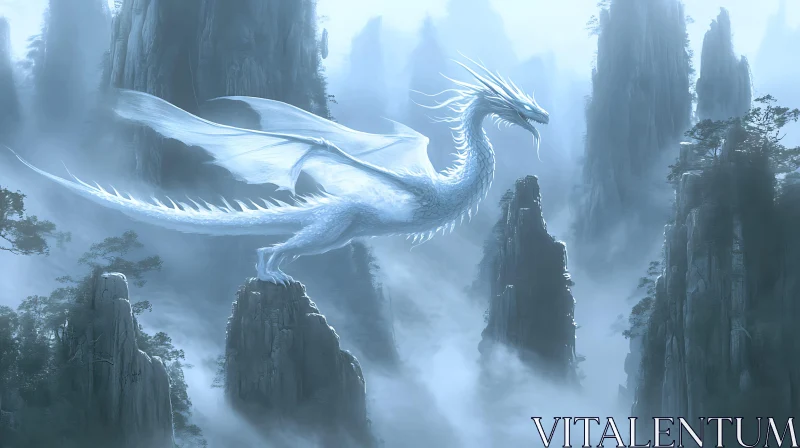 AI ART Icy Dragon Flight Above the Clouds