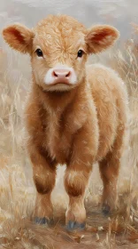 Fluffy Young Cow in Natural Setting