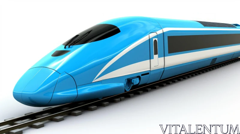 Blue and White Fast Train - Streamlined Design - Polished Surfaces AI Image