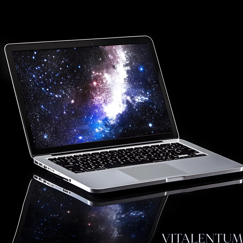 Sophisticated Laptop with Galaxy Display AI Image