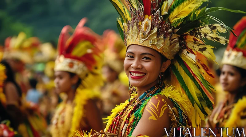 Cultural Celebration Portrait with Smiling Woman AI Image