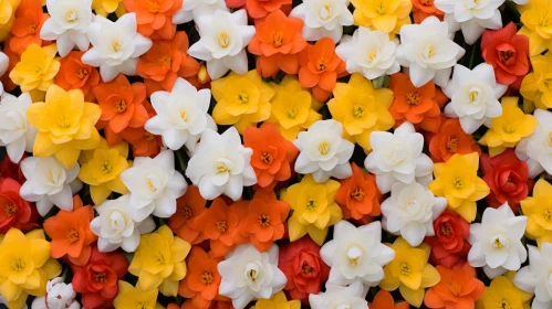 Colorful Daffodils in Zen-Influenced Garden Setting