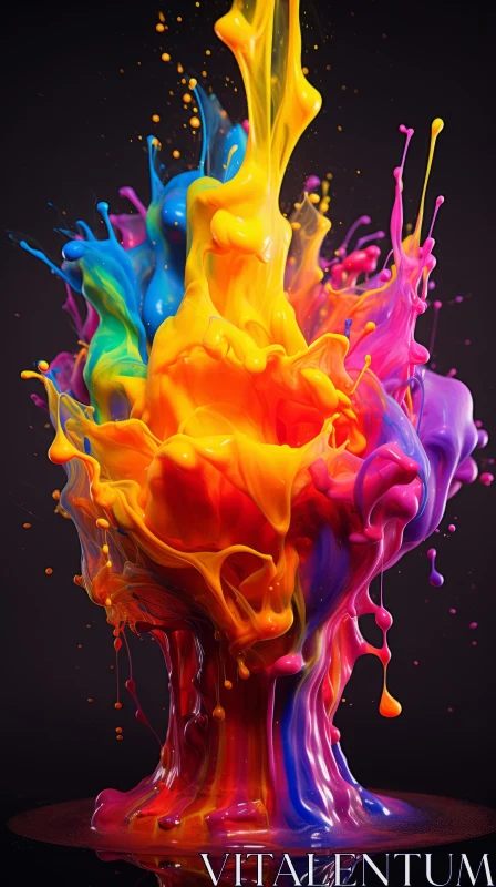 Colorful Paint Interaction with Dark Background - Abstract Art AI Image