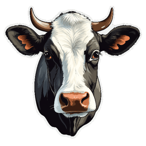 Curious Cartoon Cow Head Illustration for T-Shirt Printing POD Design