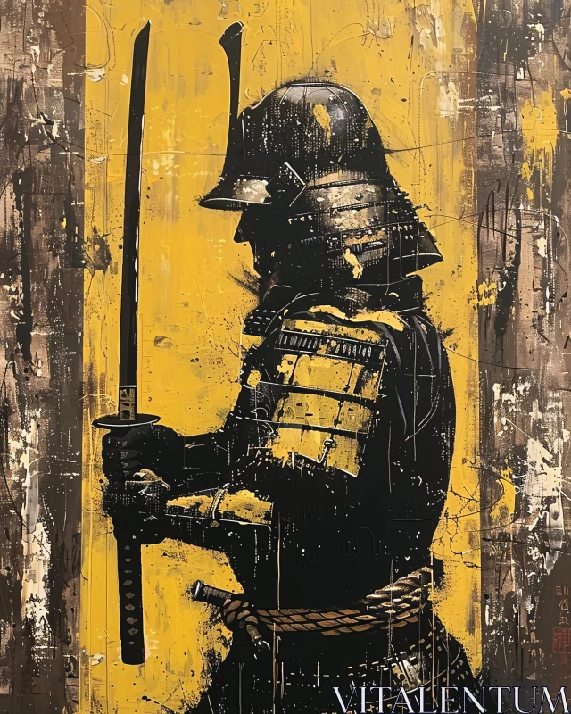 AI ART Samurai Warrior Holding Katana Painting