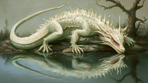 White Dragon Reflecting in Lake