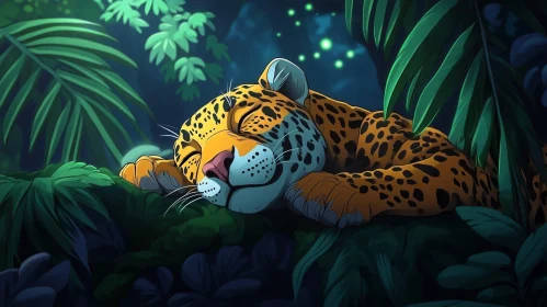 Sleeping Jungle Jaguar in Nature