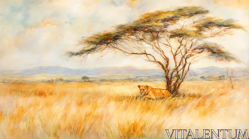 Resting Lioness AI Image