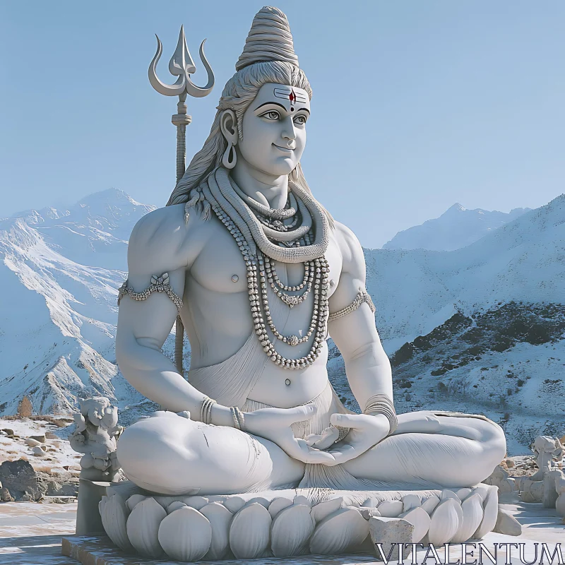 Meditative Shiva: A Himalayan Sculpture AI Image