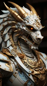 Golden Dragon in White Armor