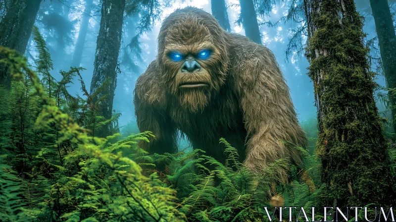 Sasquatch in the Woods AI Image