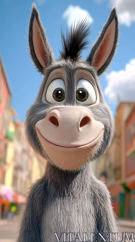 Cheerful Cartoon Donkey AI Image