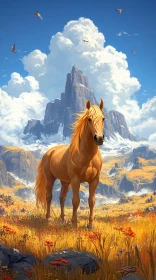 Wild Horse Amidst Majestic Mountains