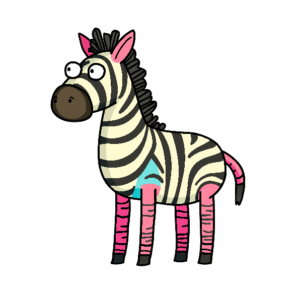 POD Design Colorful Cartoon Zebra Illustration