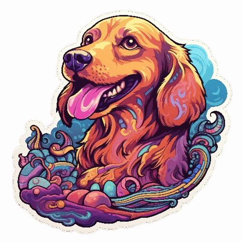 Joyful Golden Retriever Cartoon Illustration POD Design