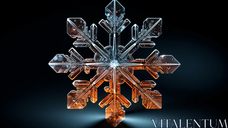 Stunning Snowflake Design with Amber Glow and Indigo Tones AI Image