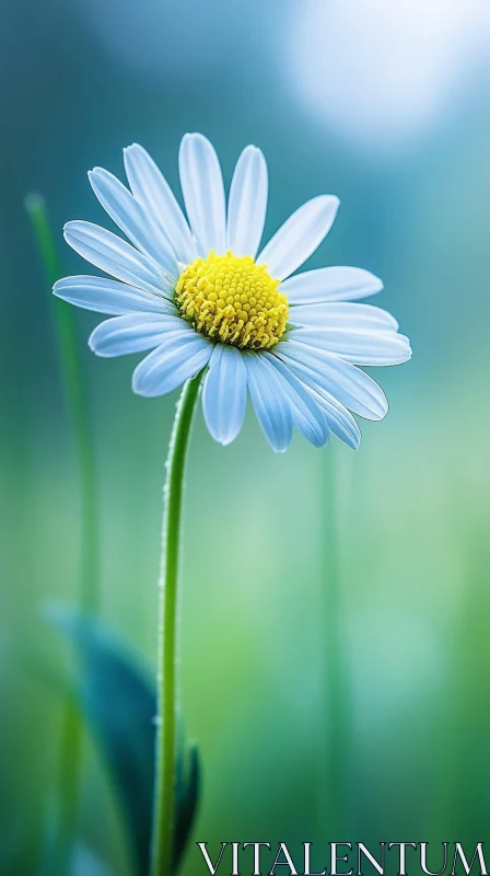 Detailed View of Daisy Flower in Green Background AI Image