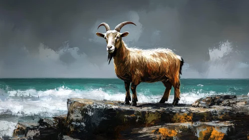 Goat by the Sea in Textured Art