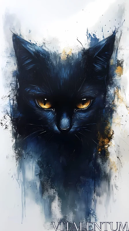 Mystical Blue Cat Artwork AI Image