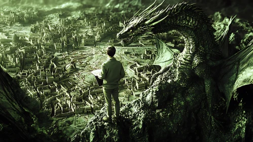 Fantasy Dragon Cityscape