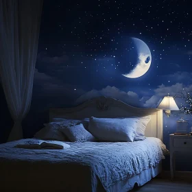 Moonlit Bedroom Interior