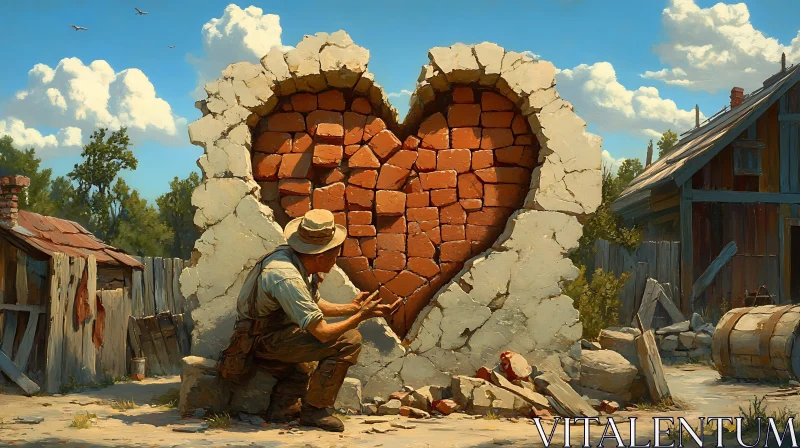 Brick Heart Wall AI Image