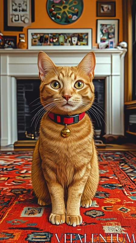 Stylish Cat in Warm Interior AI Image