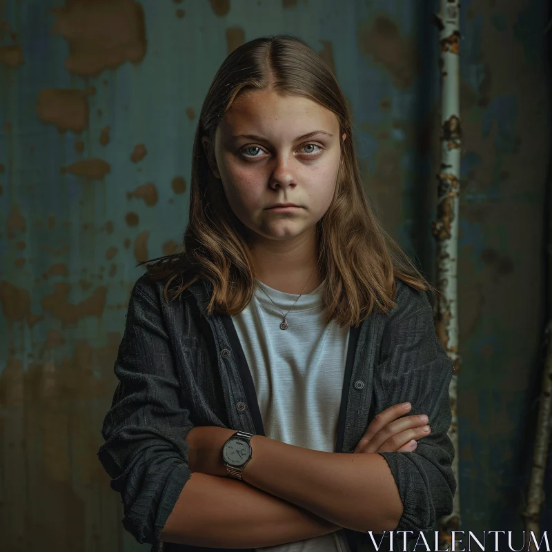 AI ART Portrait of Greta Thunberg with Crossed Arms