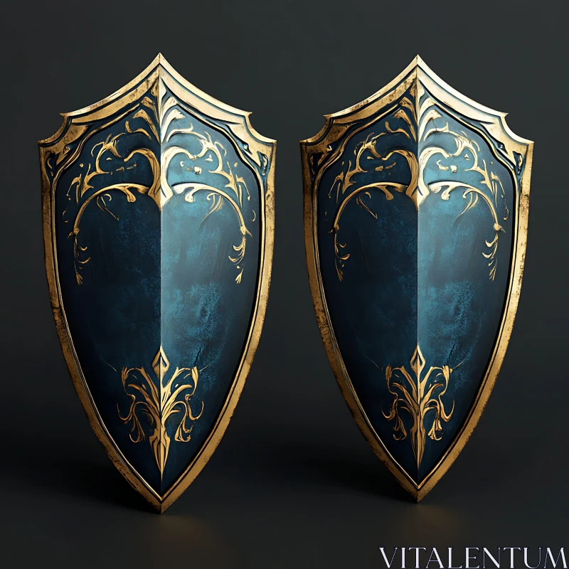 AI ART Gilded Protection: Shields of Blue and Gold