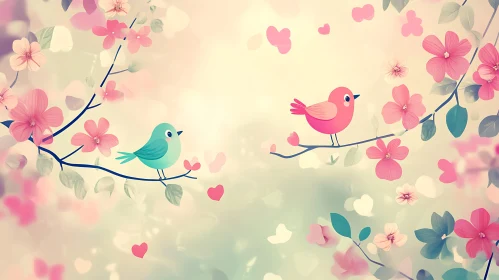 Birds and Blossoms Spring Art