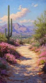 Tranquil Desert Scene with Mountain Backdrop