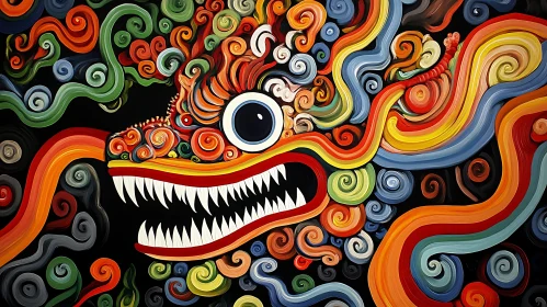 Whimsical Monster Art with Swirling Colors