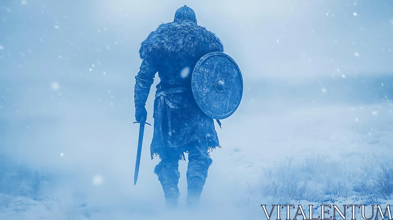 AI ART Snowy Warrior with Sword