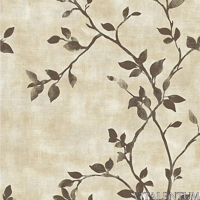 Artistic Branch Pattern with Leaves AI Image