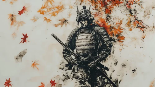 Japanese Warrior with Sword and Armor