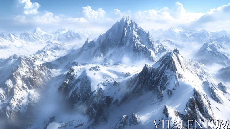 Majestic Winter Mountain Landscape AI Image