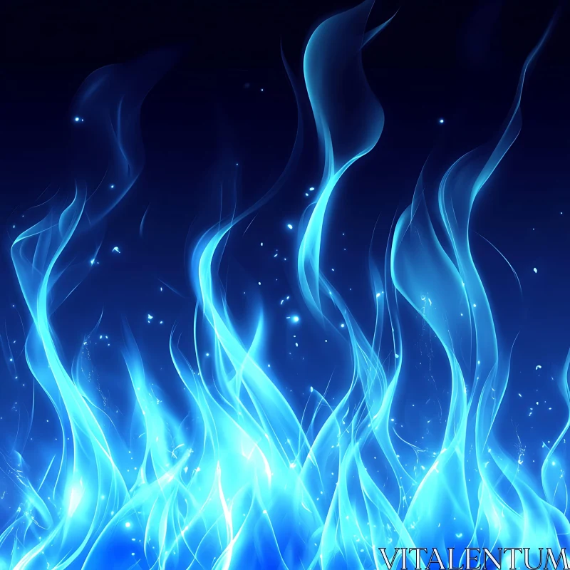 Ethereal Blue Flames in Abstract Composition AI Image