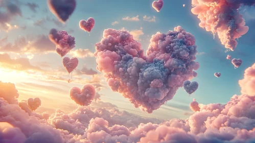 Floating Hearts in the Sky