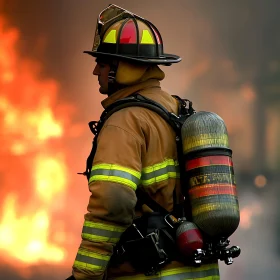 Brave Firefighter in Action