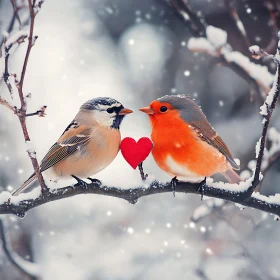 Birds with Heart in Winter